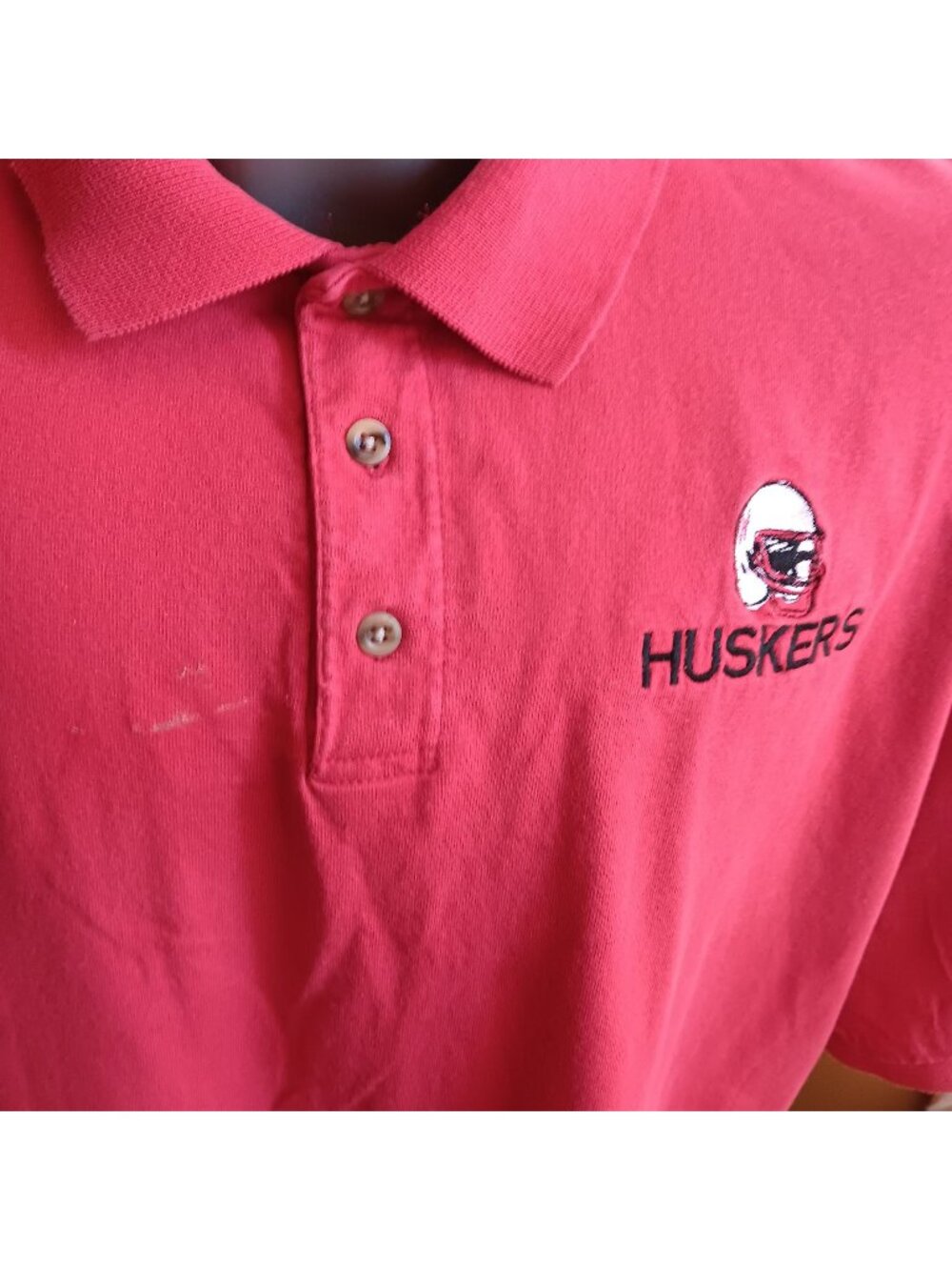 Nebraska Huskers Football Vintage Mens Polo Shirt 2XL 90's Embroidered Logo Red